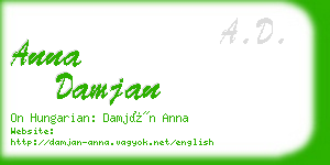 anna damjan business card